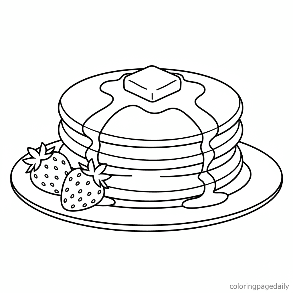 Perfect Pancake Morning - Daily printable coloring page in Kids - Food category