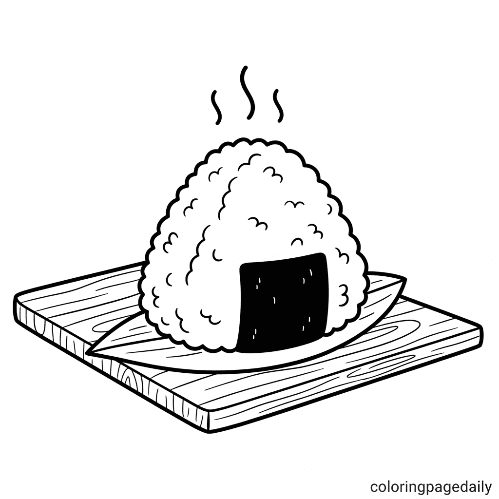 Cozy Onigiri Snack - Daily printable coloring page in Kids - Food category