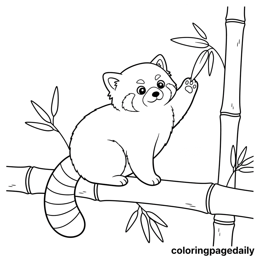 Bamboo Balancing Act - Daily printable coloring page in Kids - Animals category