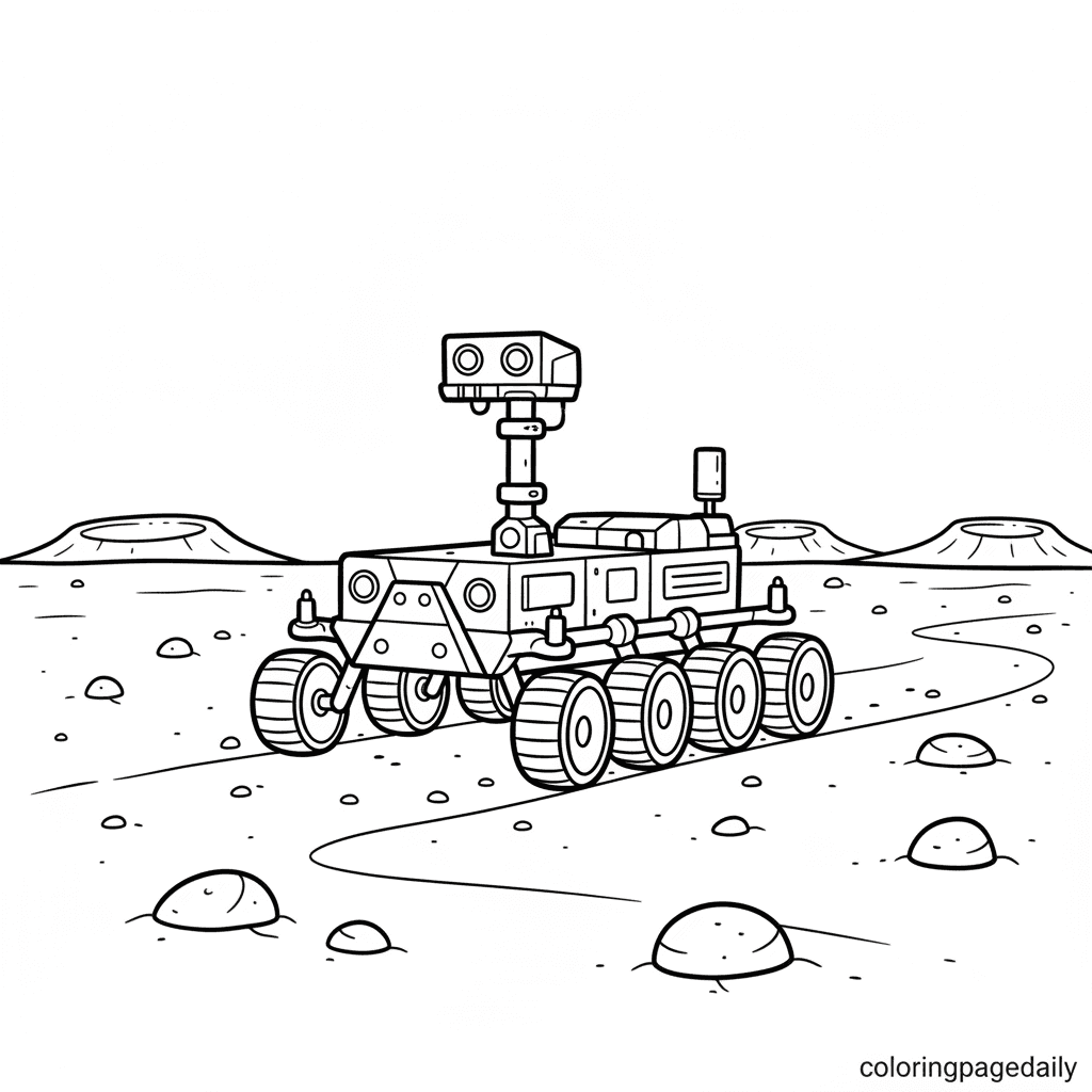 Mars Rover's Rocky Road - Daily printable coloring page in Kids - Space category