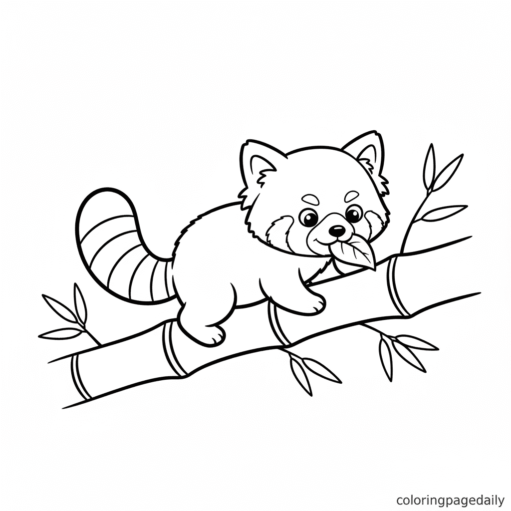 Bamboo Balancing Act - Daily printable coloring page in Kids - Animals category
