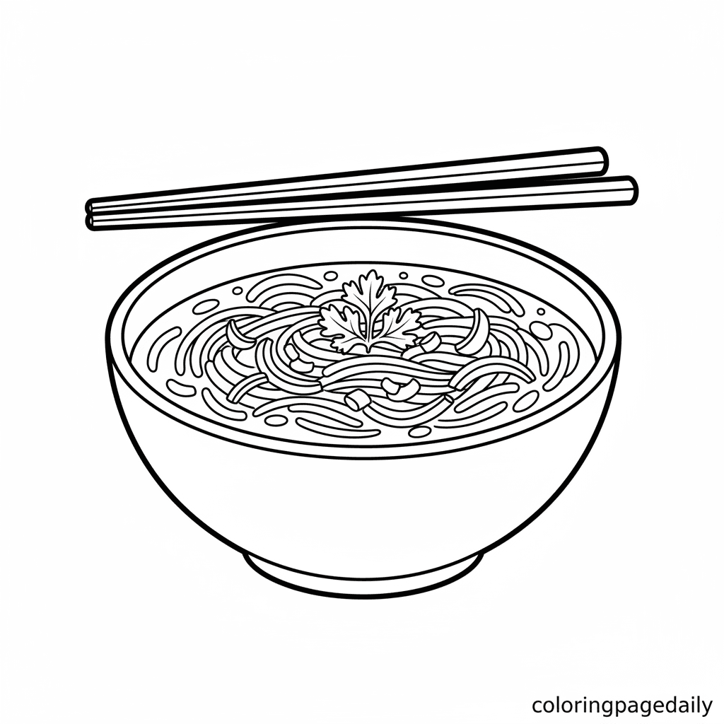 A Nice Bowl of Pho - Daily printable coloring page in Kids - Food category