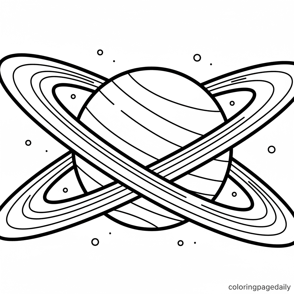 Stunning Saturn's Rings - Daily printable coloring page in Kids - Space category