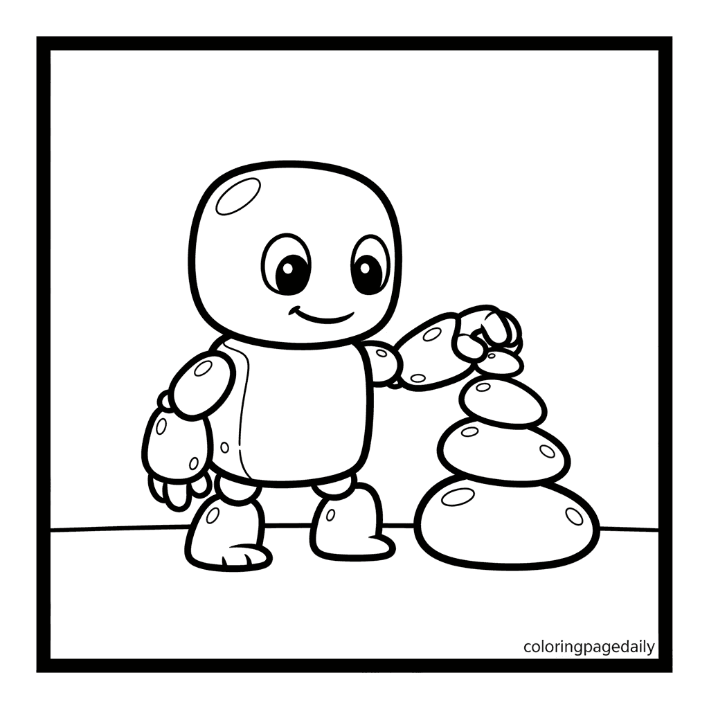 The Pebble Golem's Tower - Daily printable coloring page in Kids - Mythical Creature category