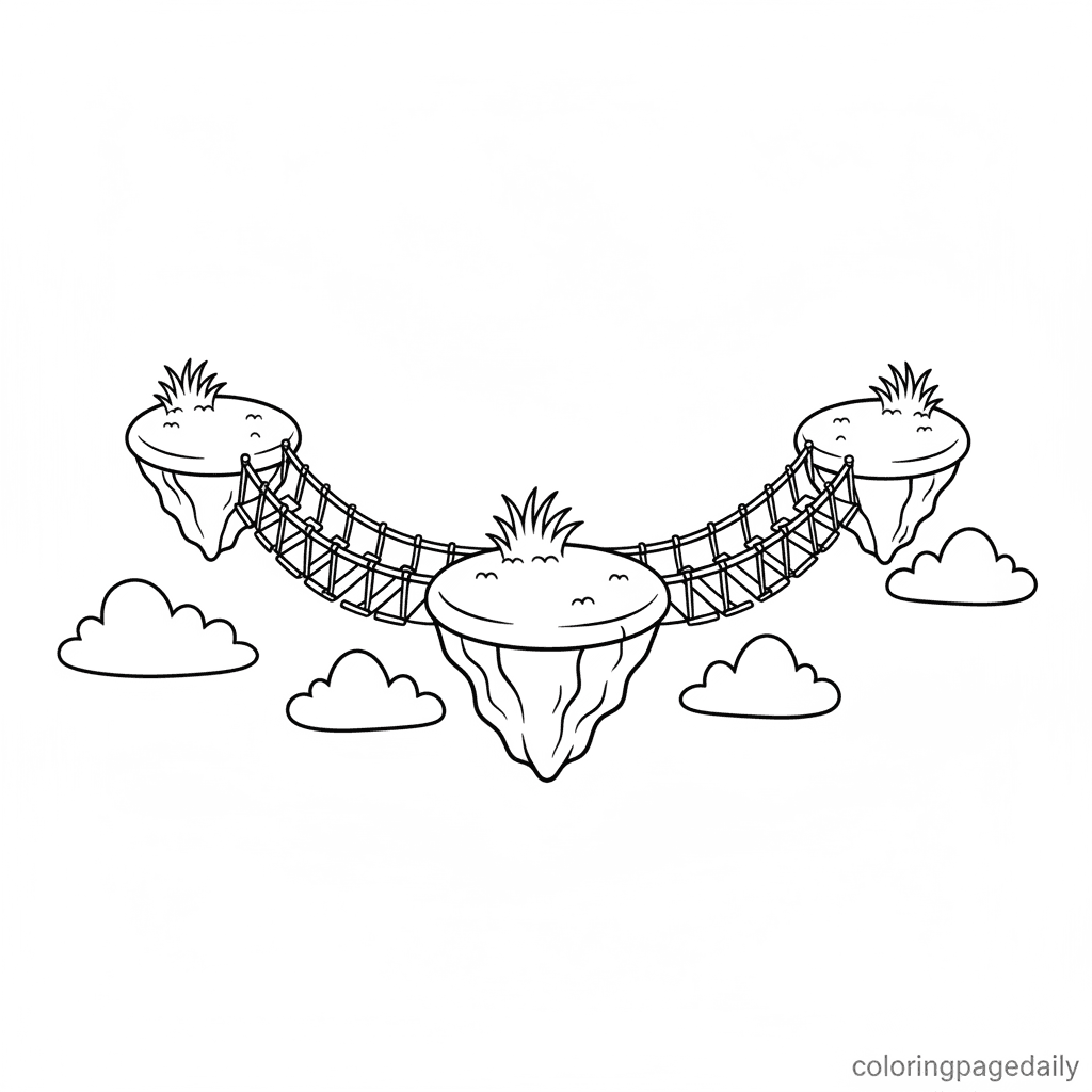 Sky Island Bridge - Daily printable coloring page in Kids - Scenery category
