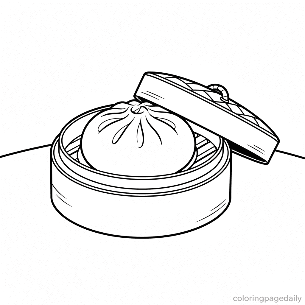 Steamy Bao Bun - Daily printable coloring page in Kids - Food category