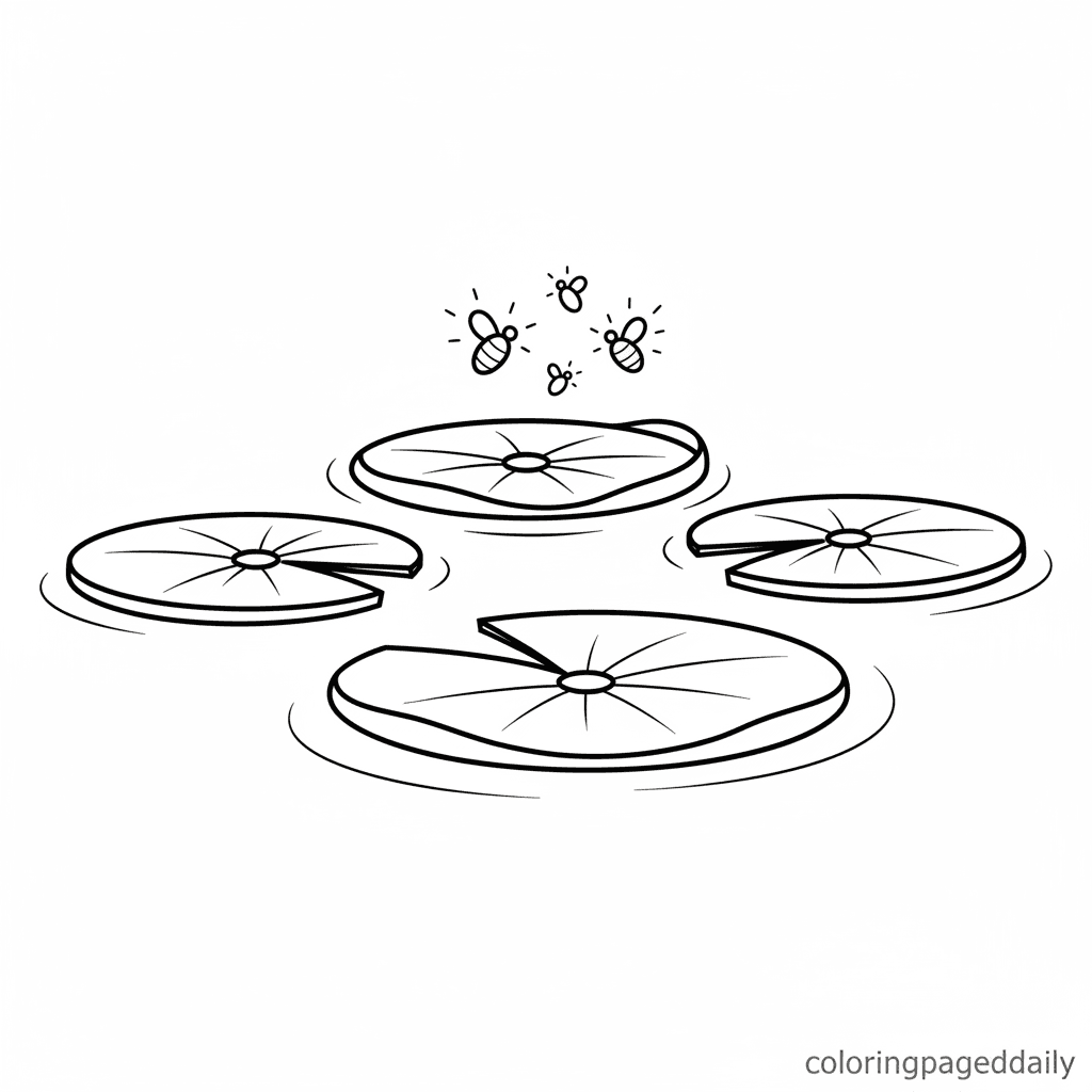 Giant Lily Pad Pond - Daily printable coloring page in Kids - Scenery category