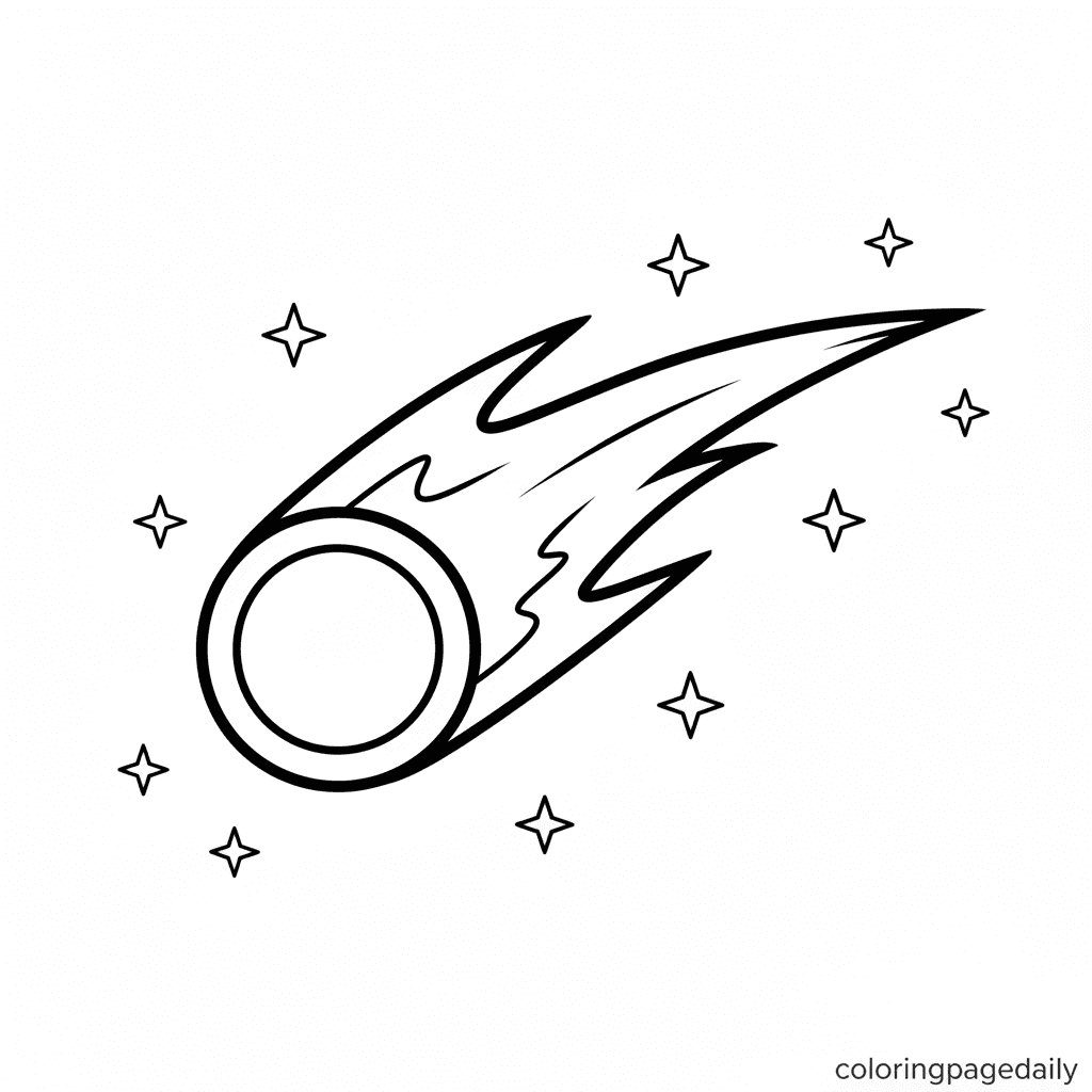 Comet's Starry Journey - Daily printable coloring page in Kids - Space category