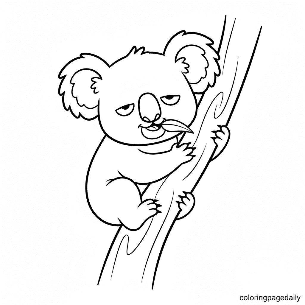 Koala's Leafy Snack - Daily printable coloring page in Kids - Animals category
