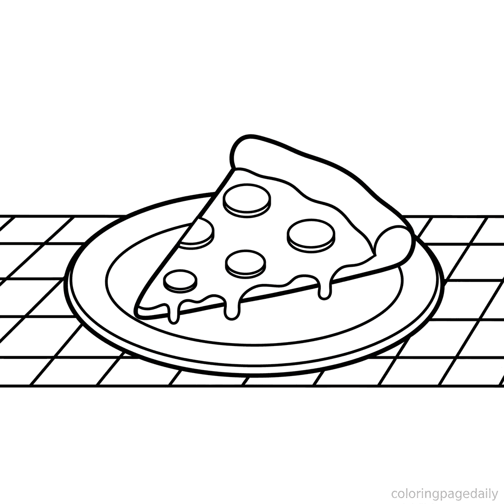 Perfect Pizza Slice - Daily printable coloring page in Kids - Food category