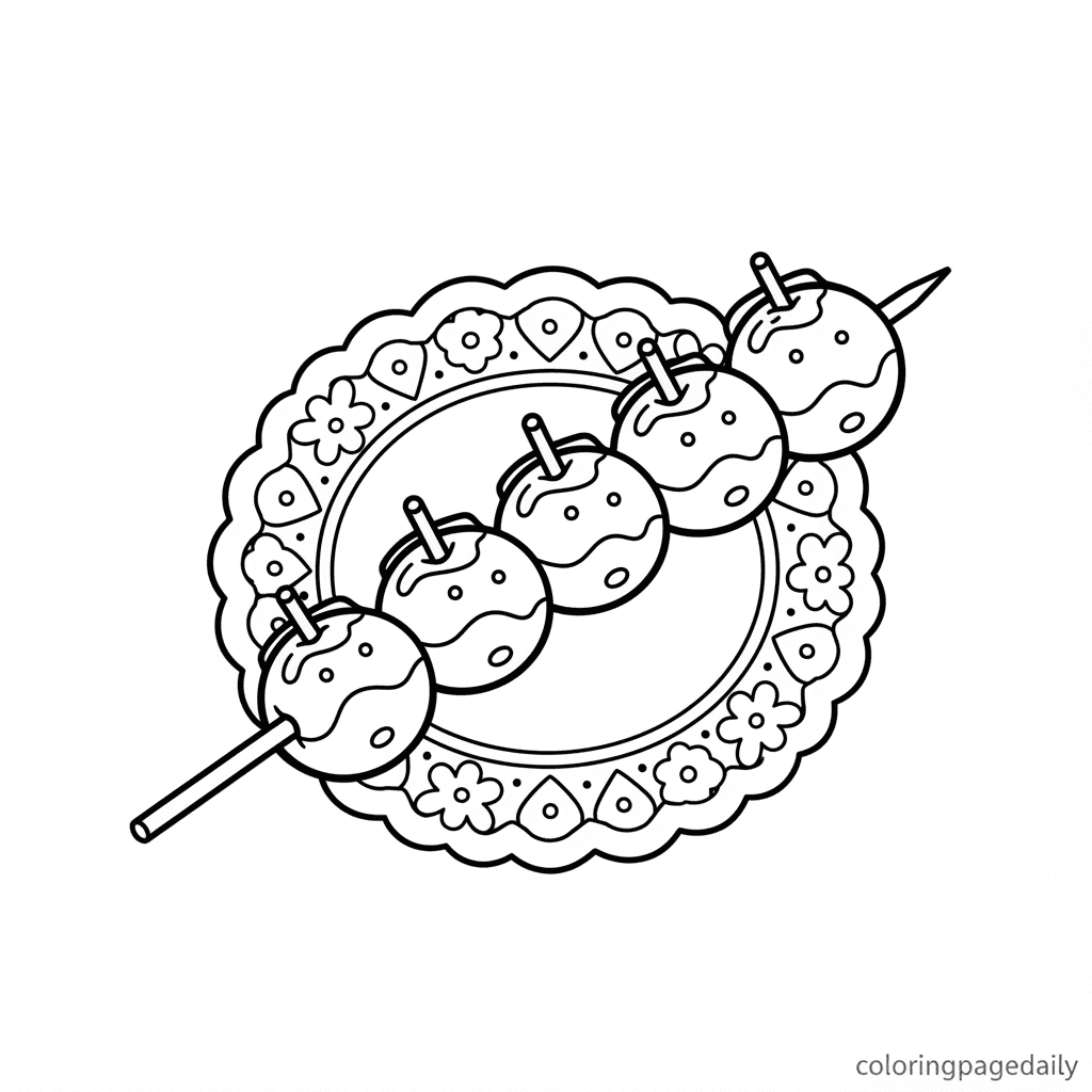 Sweet Candied Fruit Skewer - Daily printable coloring page in Kids - Food category