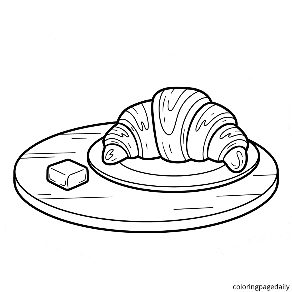 Perfect Parisian Croissant - Daily printable coloring page in Kids - Food category