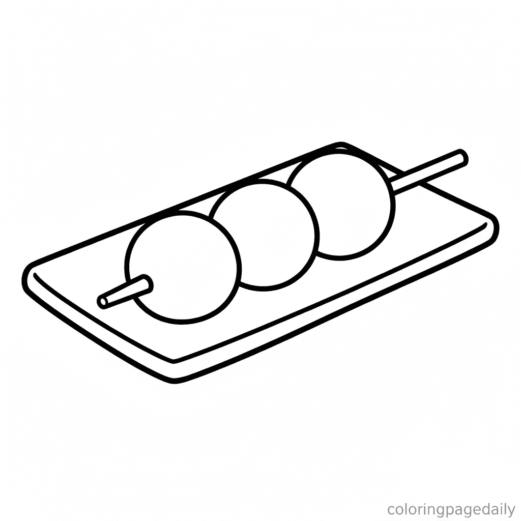 Sweet Dango Stick - Daily printable coloring page in Kids - Food category