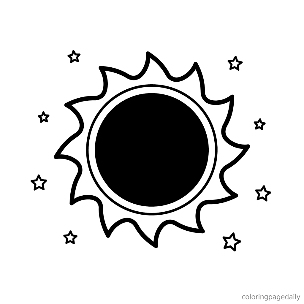 Solar Eclipse Wonder - Daily printable coloring page in Kids - Space category