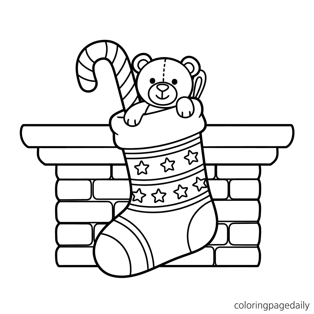 Christmas Stocking Filled with Surprises - Daily printable coloring page in Kids - Christmas category