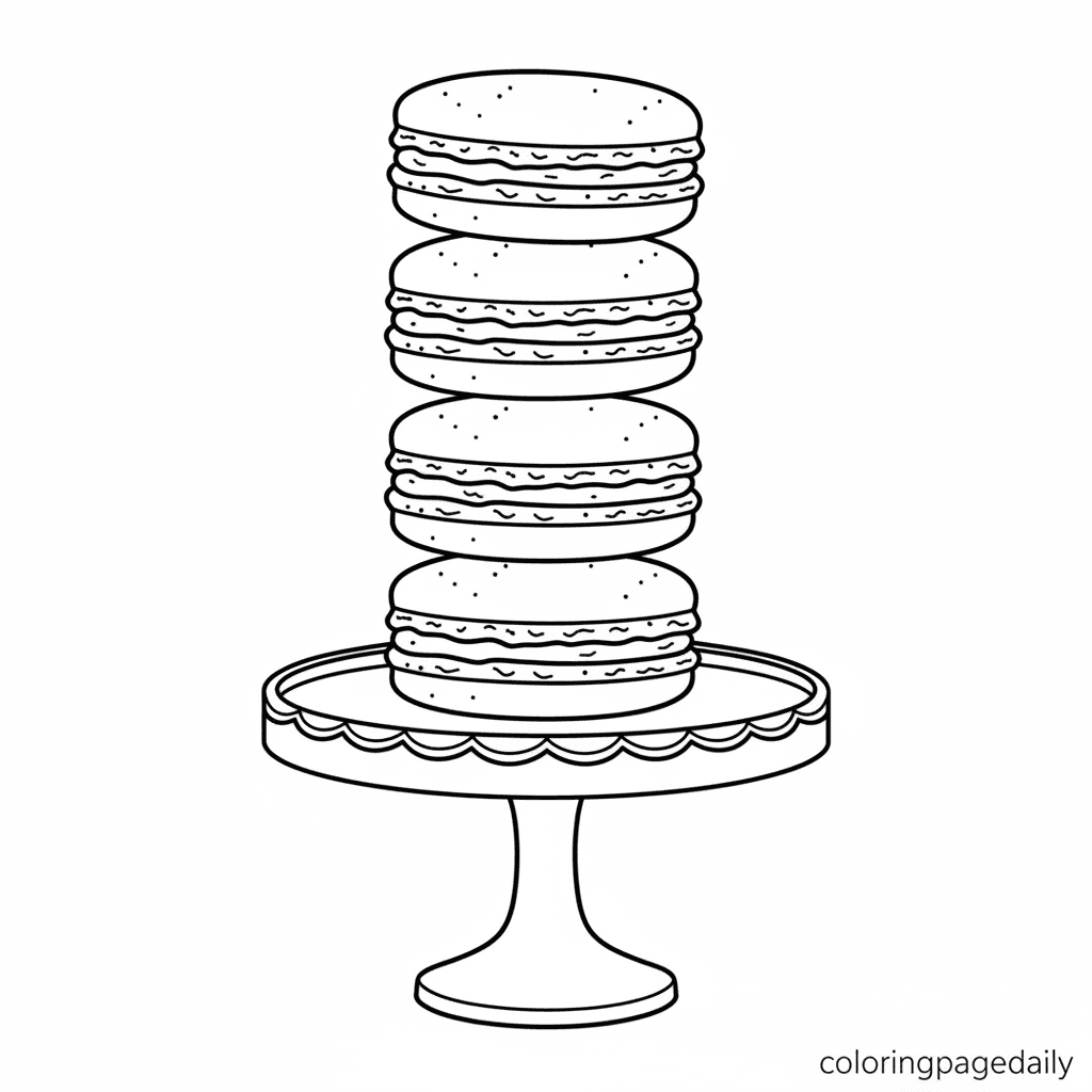 Perfect Macaron Tower - Daily printable coloring page in Kids - Food category