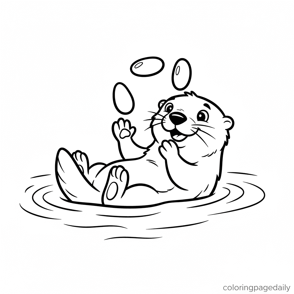 Sea Otter's Juggling Show - Daily printable coloring page in Kids - Animals category