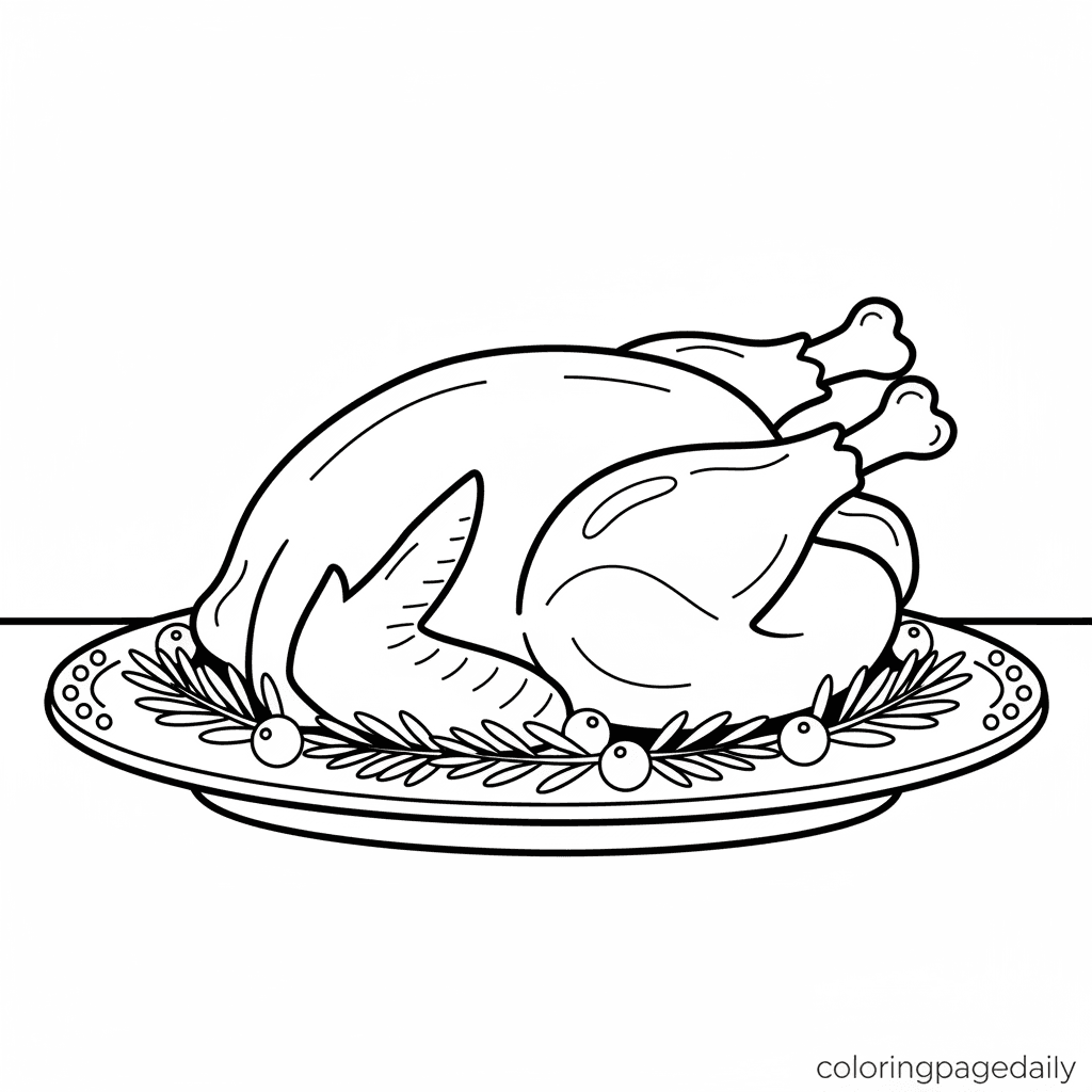 Perfect Thanksgiving Turkey Dinner - Daily printable coloring page in Kids - Thanksgiving category