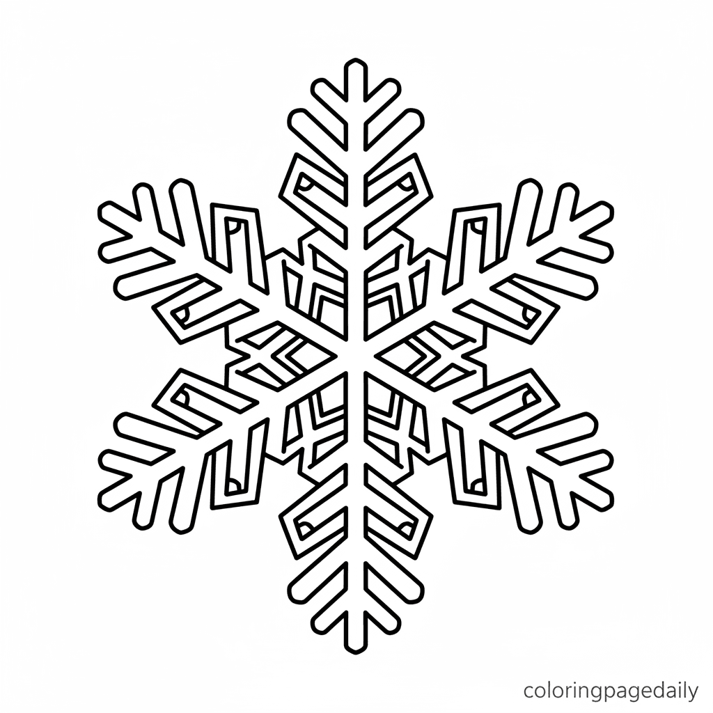 A Perfect and Unique Snowflake - Daily printable coloring page in Kids - Winter and Snow Season category