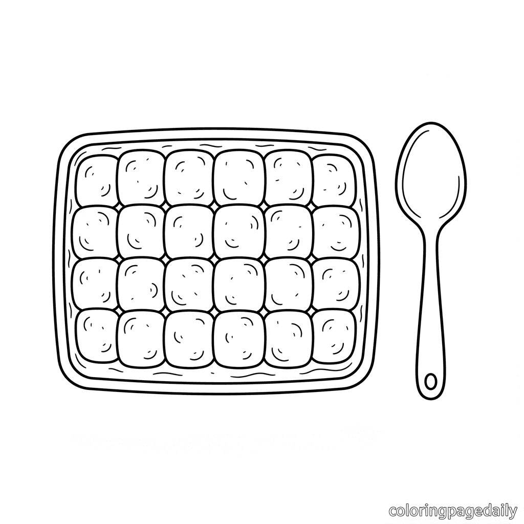 Sweet Potato Casserole with Marshmallows - Daily printable coloring page in Kids - Thanksgiving category