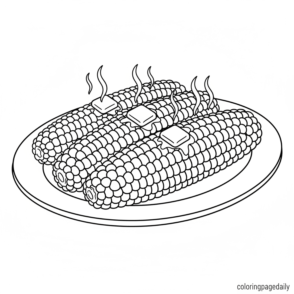 Thanksgiving Corn on the Cob - Daily printable coloring page in Kids - Thanksgiving category