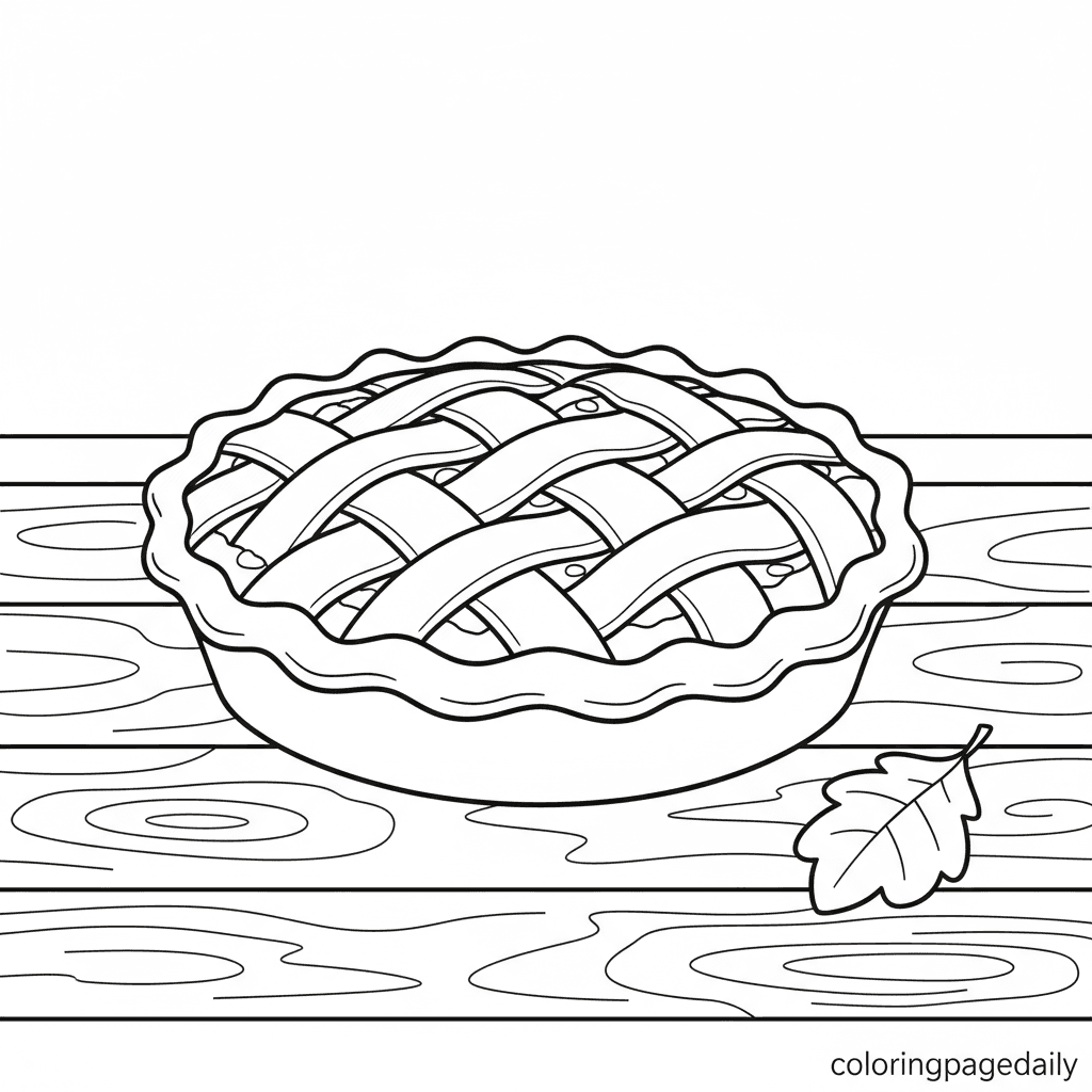 Thanksgiving Apple Pie Dessert - Daily printable coloring page in Kids - Thanksgiving category