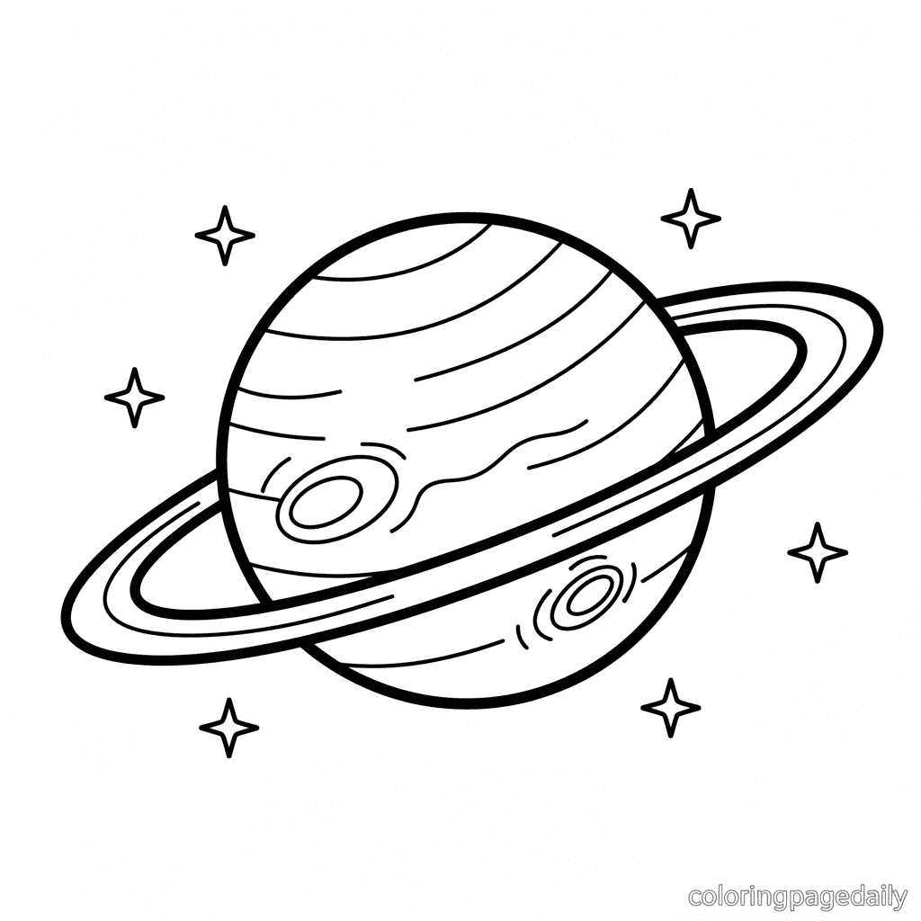 Planet Neptune in Deep Space - Daily printable coloring page in Kids - Space category