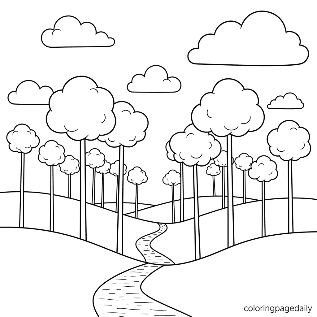 The Magical Cloud Farm - Daily printable coloring page in Kids - Scenery category