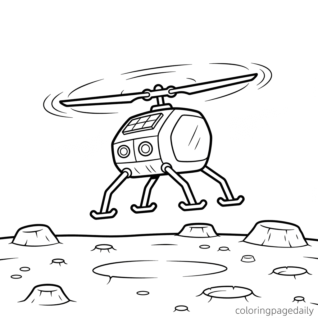 Mars Helicopter Ingenuity Flight - Daily printable coloring page in Kids - Space category
