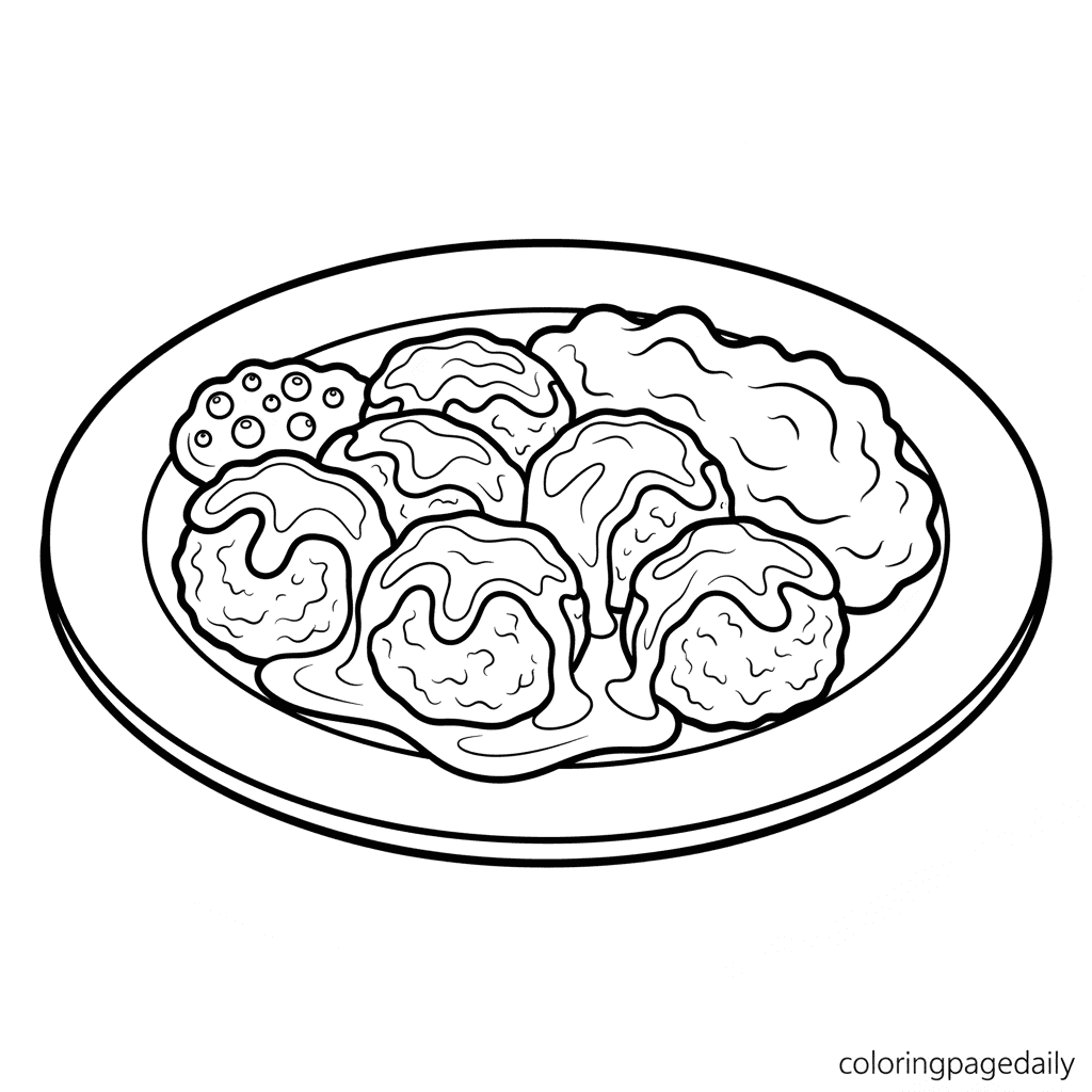 Tasty Swedish Meatballs - Daily printable coloring page in Kids - Food category