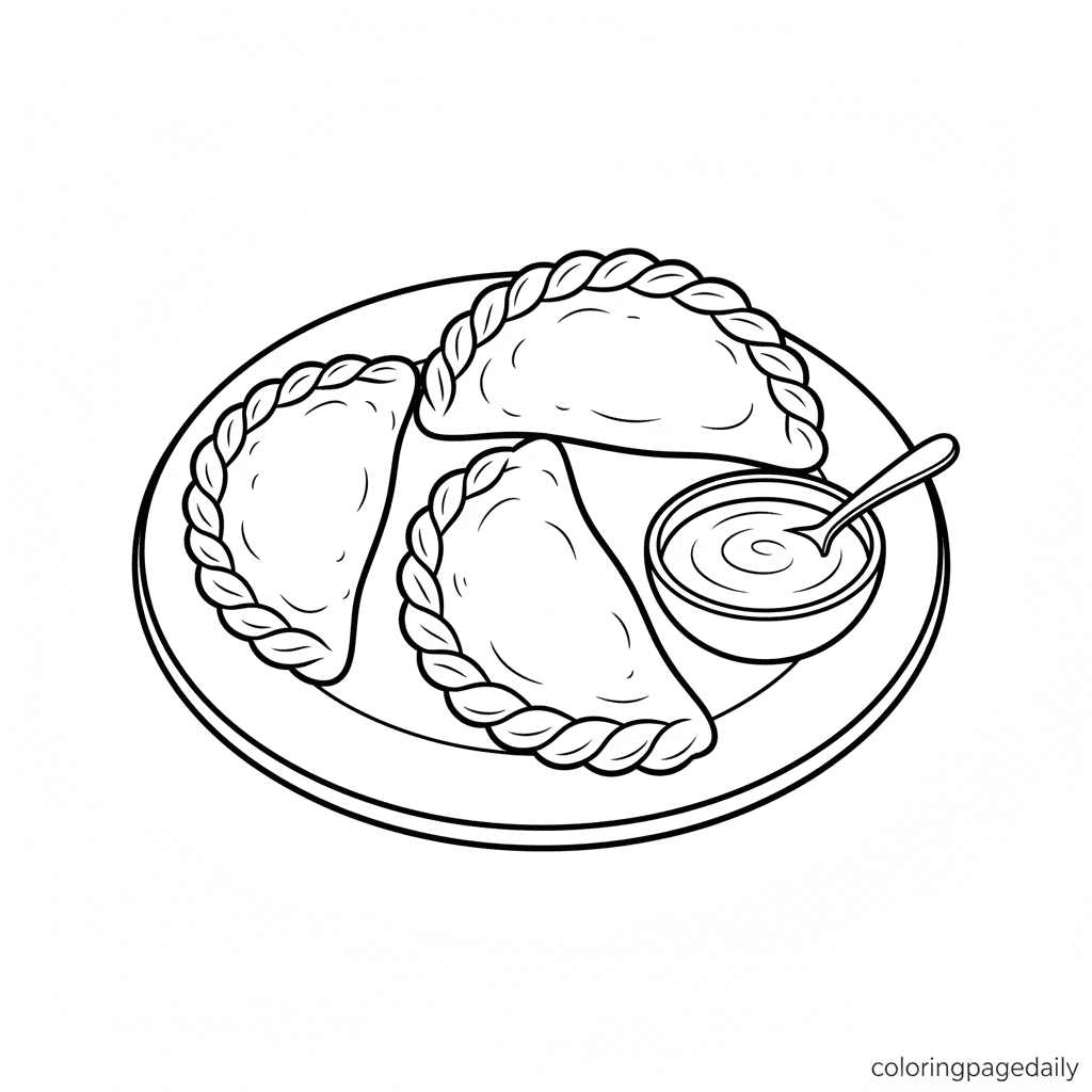 Tasty Golden Empanadas - Daily printable coloring page in Kids - Food category