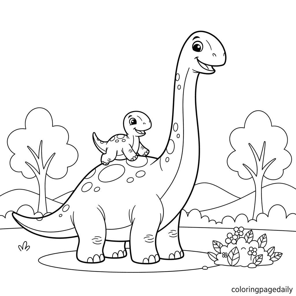 Dino Tail Slide - Daily printable coloring page in Kids - Dinosaur category