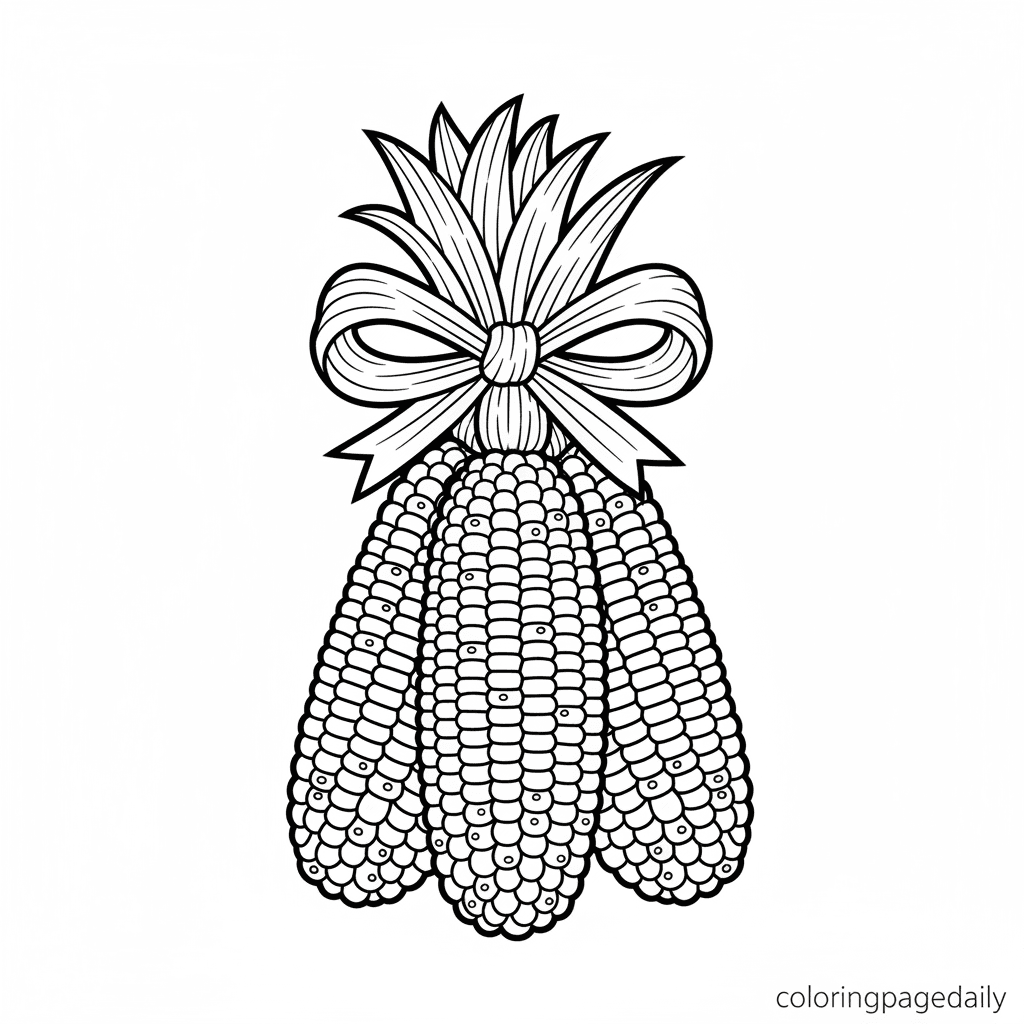 Harvest Indian Corn - Daily printable coloring page in Kids - Thanksgiving category