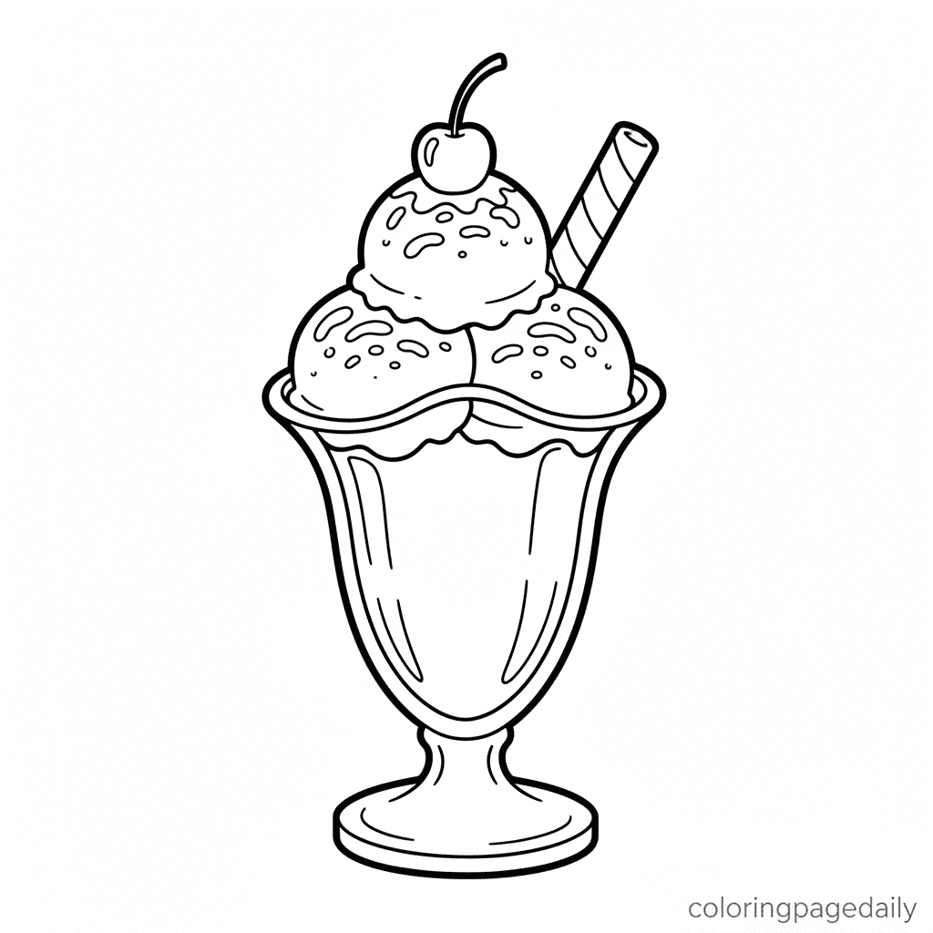 Tasty Italian Gelato Sundae - Daily printable coloring page in Kids - Food category