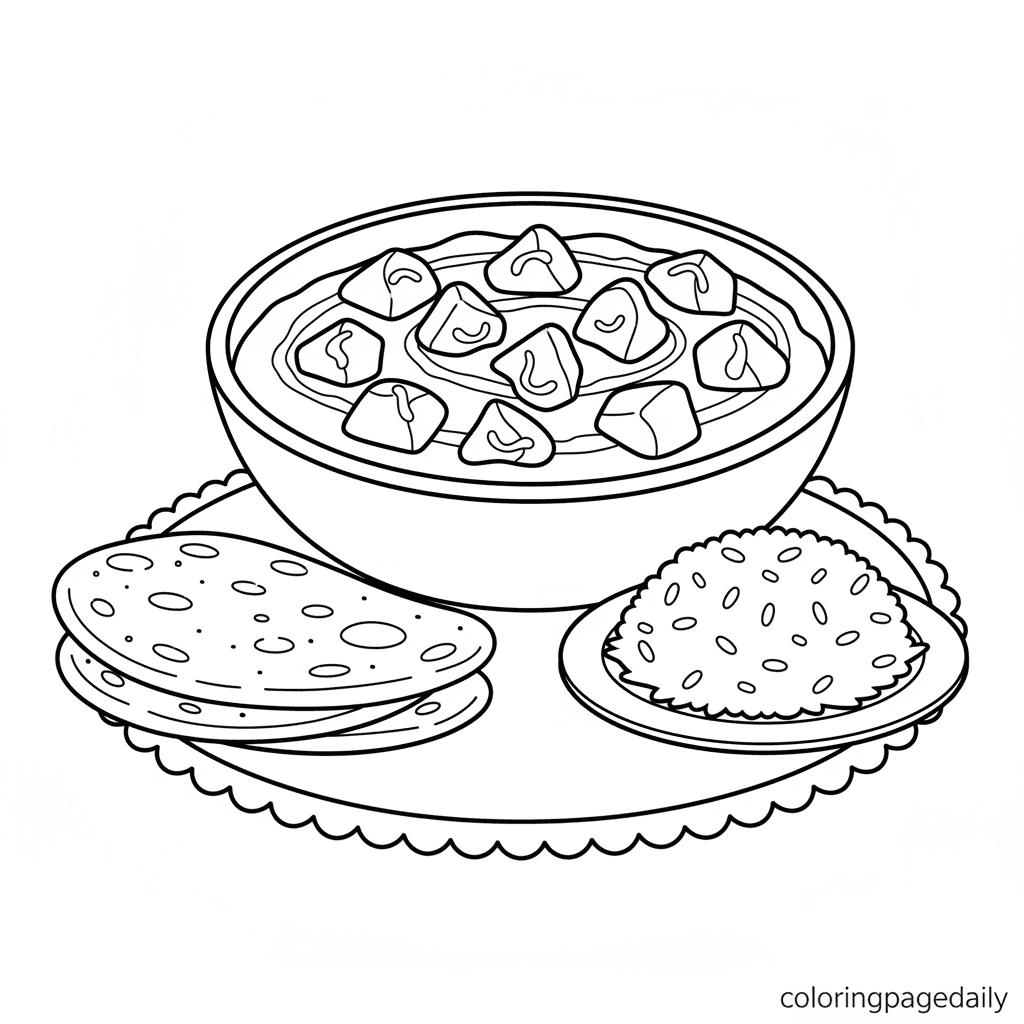 Tasty Indian Butter Chicken - Daily printable coloring page in Kids - Food category