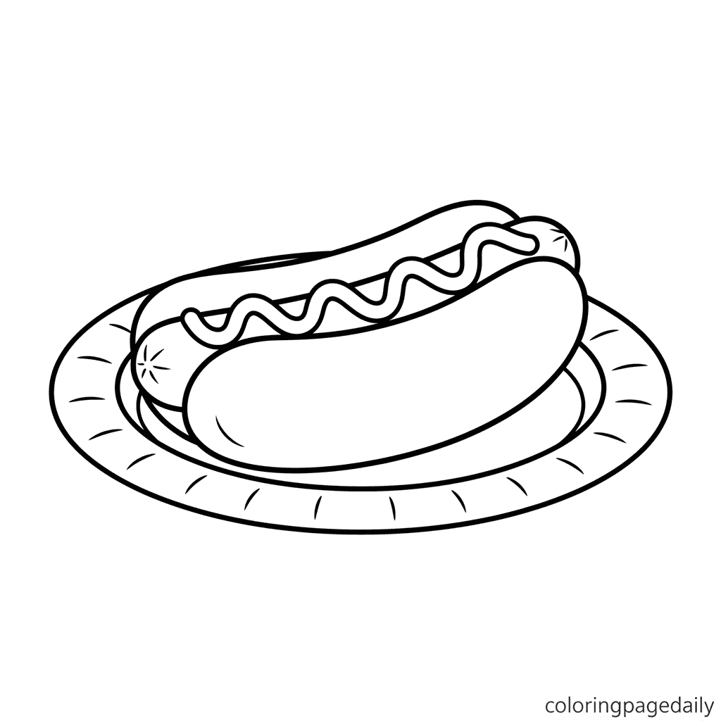Classic Hot Dog - Daily printable coloring page in Kids - Food category