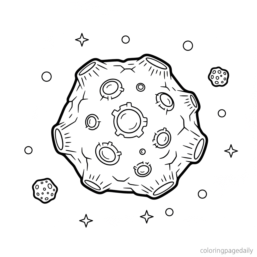 Craters on an Asteroid - Daily printable coloring page in Kids - Space category
