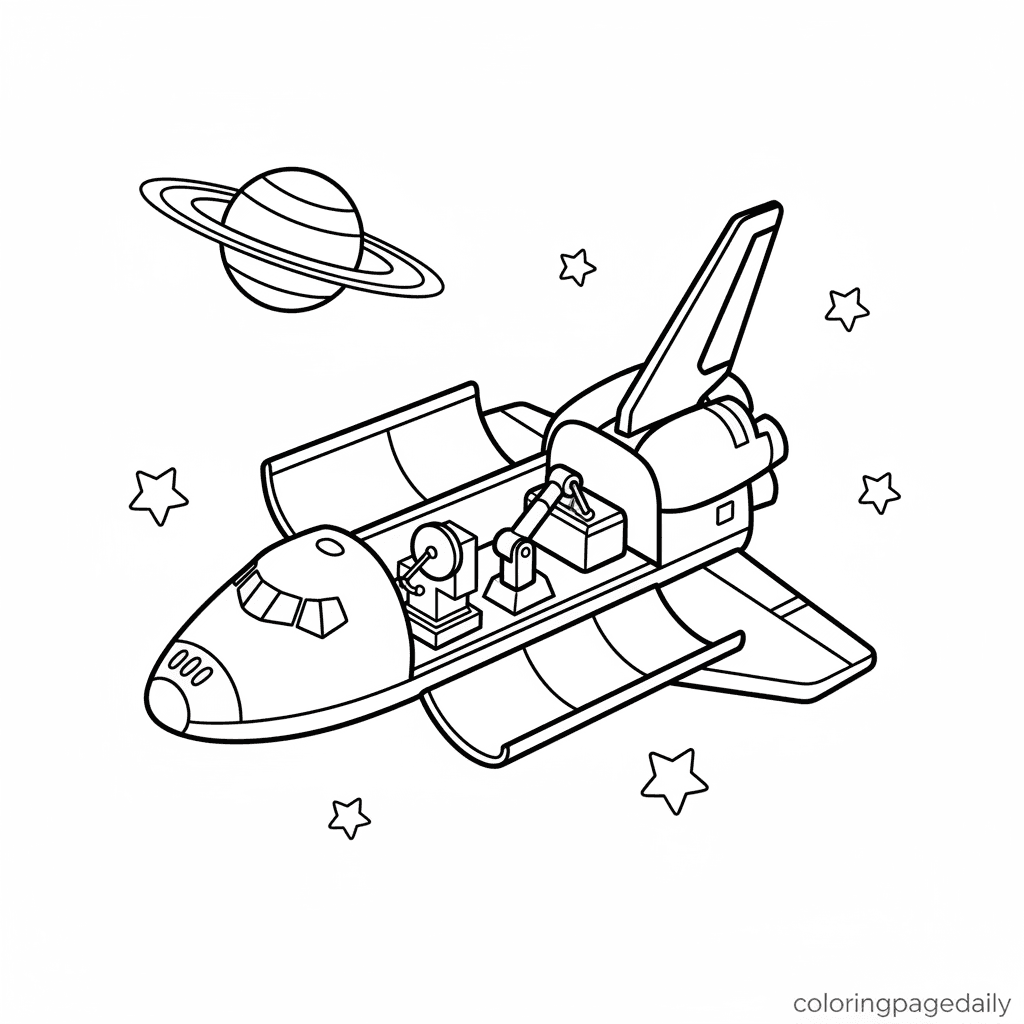 Space Shuttle in Orbit - Daily printable coloring page in Kids - Space category