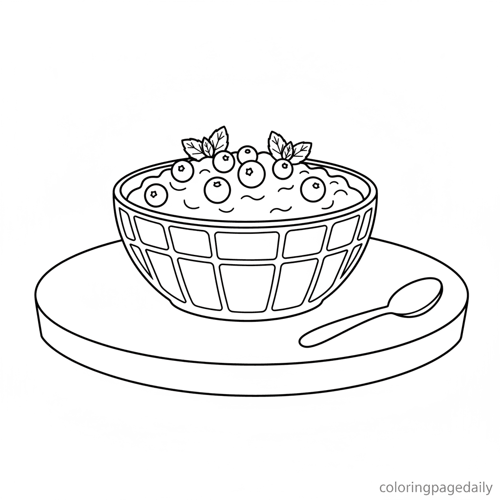 Bowl of Cranberry Sauce - Daily printable coloring page in Kids - Thanksgiving category