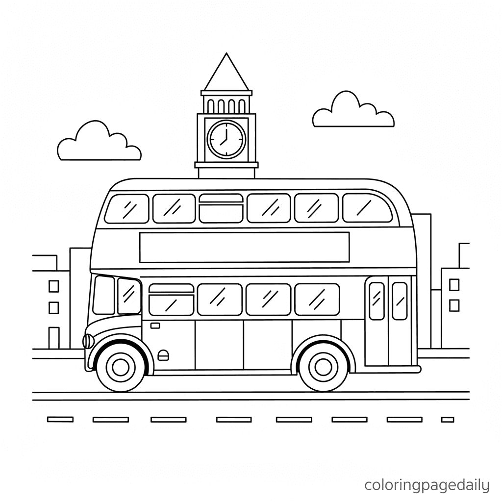 Double-Decker Bus Ride - Daily printable coloring page in Kids - Vehicle category