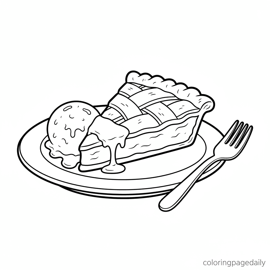 Slice of Apple Pie - Daily printable coloring page in Kids - Thanksgiving category