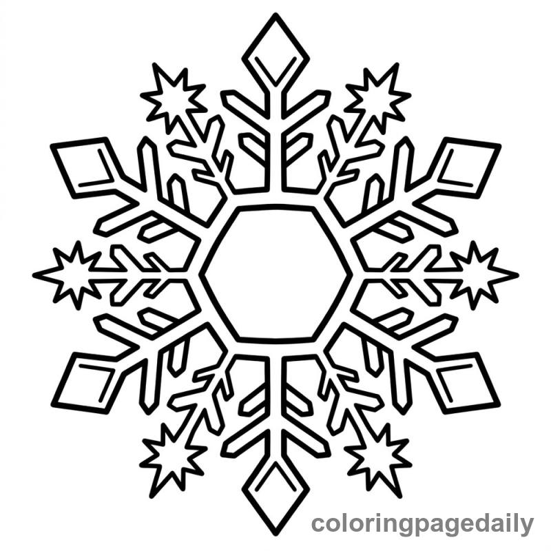 A Perfect and Unique Snowflake - Daily printable coloring page in Winter and Snow Season category