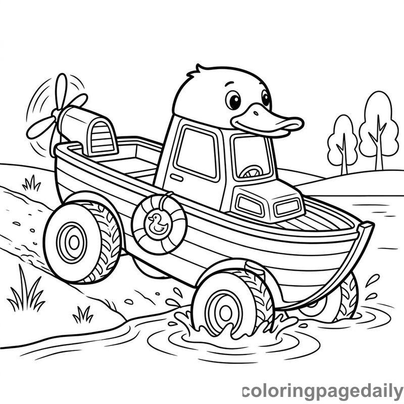Amphibious Duck Boat - Daily printable coloring page in Vehicle category