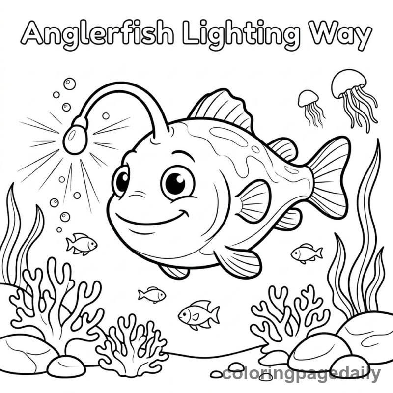 Anglerfish Lighting Way - Daily printable coloring page in Ocean and Underwater Life category