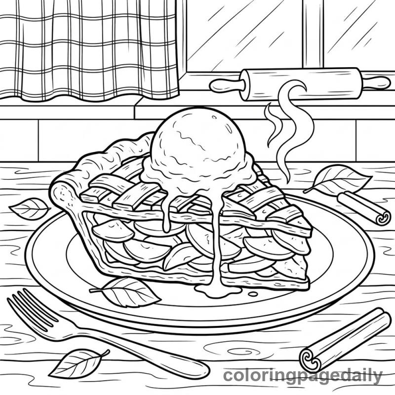 Apple Pie a la Mode - Daily printable coloring page in Thanksgiving category