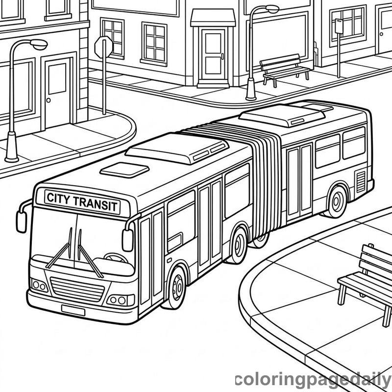 Articulated City Transit Bus - Daily printable coloring page in Vehicle category