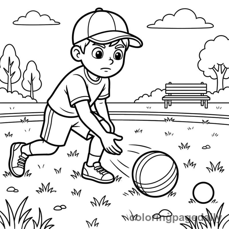 Athlete Rolling Bocce Ball - Daily printable coloring page in Sports category