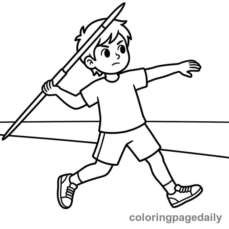 Athlete Throwing Javelin - Daily printable coloring page in Sports category