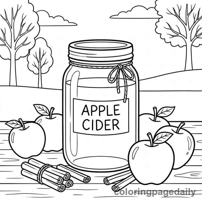Autumn Apple Cider - Daily printable coloring page in Thanksgiving category