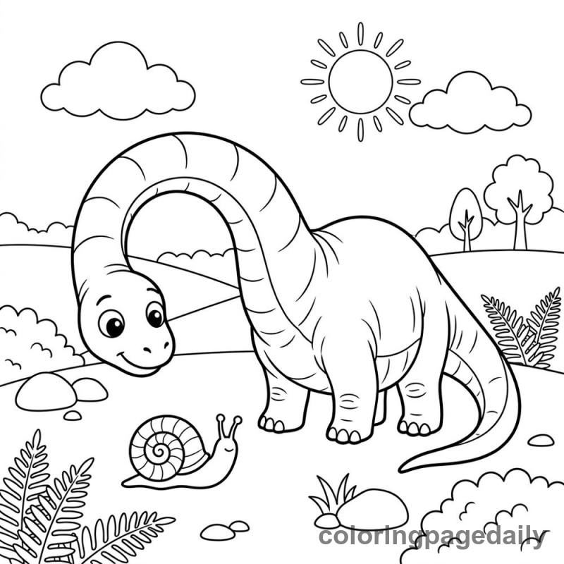 Baby Diplodocus Discovery - Daily printable coloring page in Dinosaur category